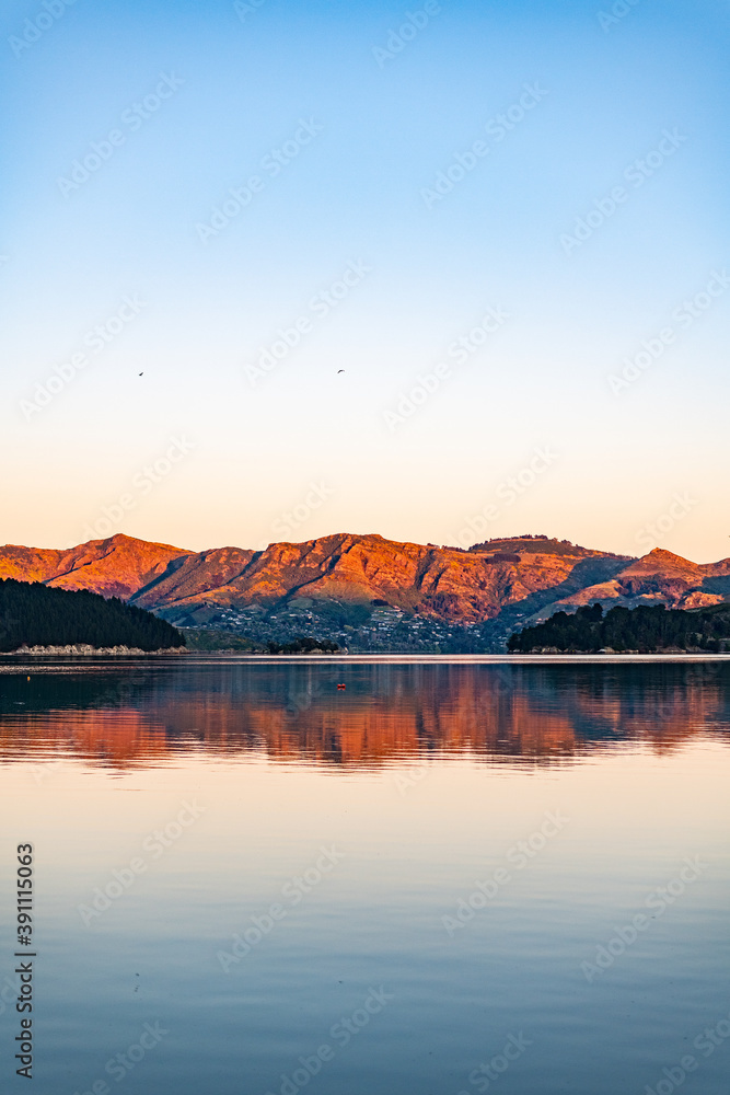 Reflection of a sunset on a lake