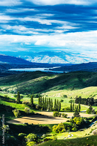 Green mountain valley in New Zealand