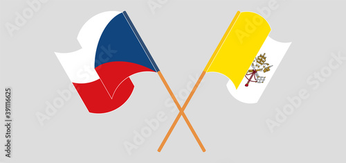 Crossed flags of Czech Republic and Vatican