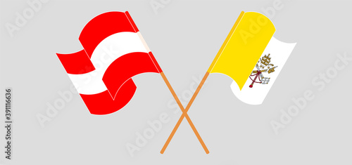 Crossed flags of Austria and Vatican