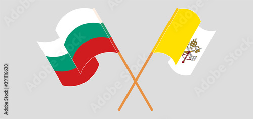 Crossed flags of Bulgaria and Vatican