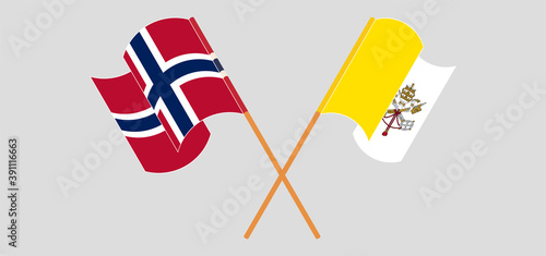 Crossed flags of Norway and Vatican