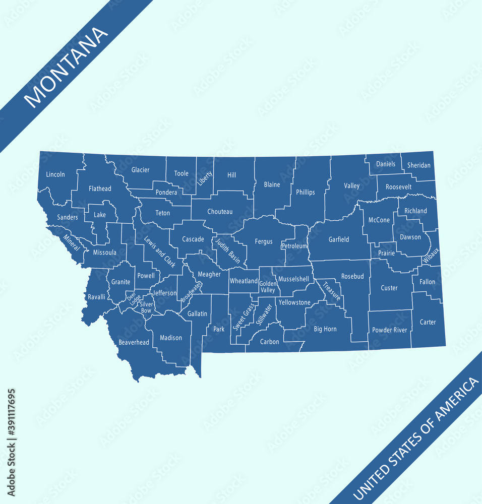 Montana counties map vector outlines Stock Vector | Adobe Stock