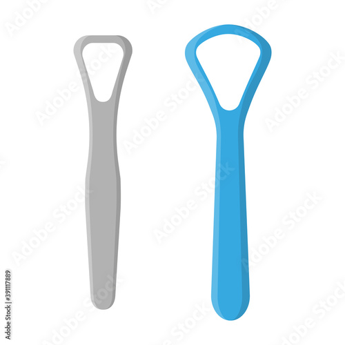 Vector cartoon illustration of tongue scrapers isolated on white background.