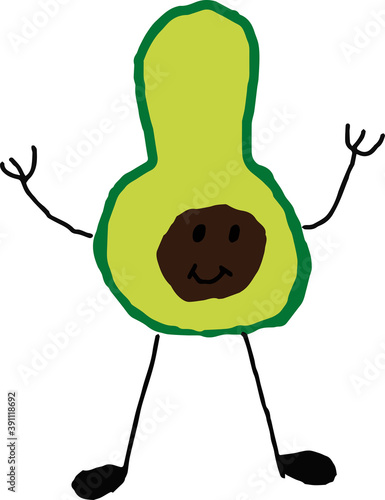 child drawn avocado vector illustration