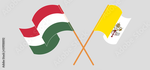 Crossed flags of Hungary and Vatican