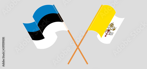 Crossed flags of Estonia and Vatican