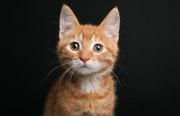 Beautiful orange cat in front of a background