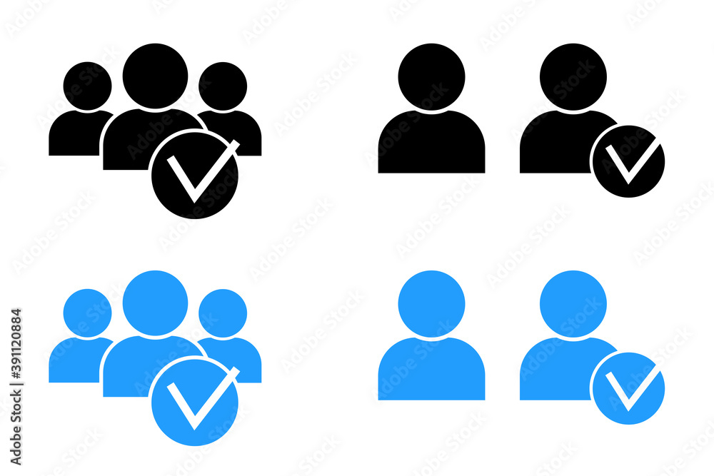 People icons check marks, great design for any purposes. Black silhouette icon. Social icon. Stock image. EPS10. People icons check marks, great design for any purposes. Black silhouette icon. Social icon. Stock image. EPS10.
