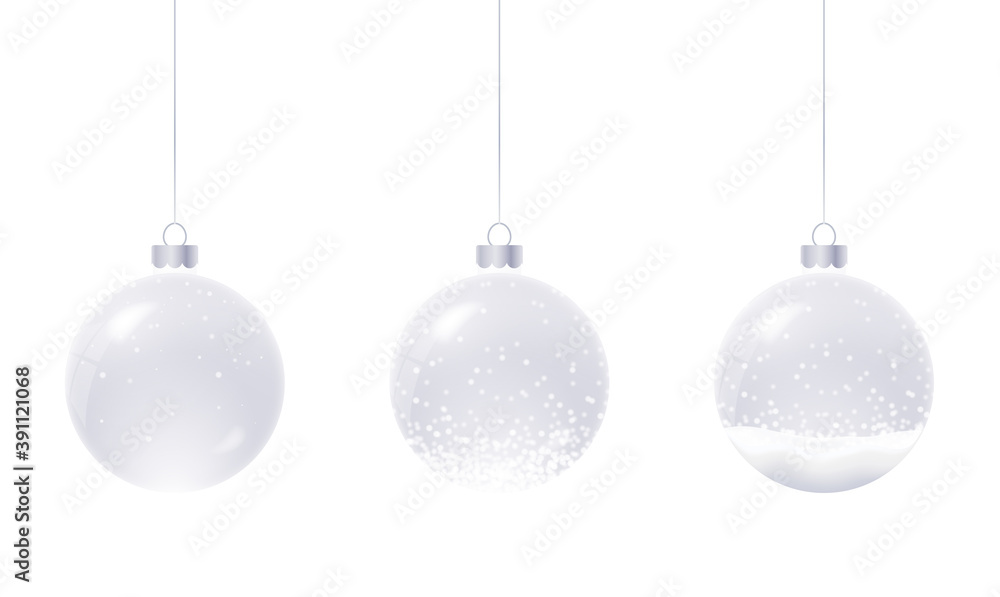 Glass christmas ball with snow globes. Christmbas ball