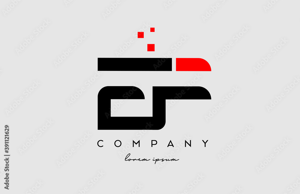 Fototapeta premium black red EF E F alphabet letter logo icon combination. Design for business and company