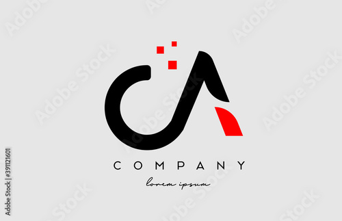 black red CA C A alphabet letter logo icon combination. Design for business and company