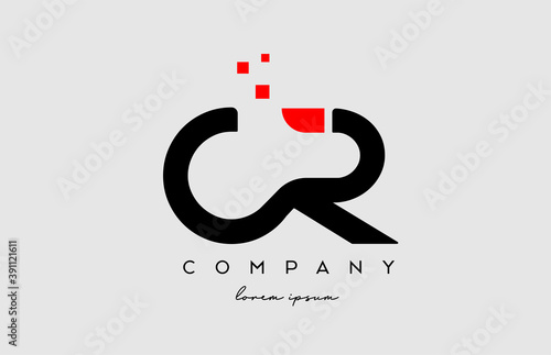 black red CR C R alphabet letter logo icon combination. Design for business and company
