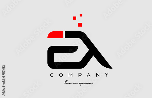 black red EX E X alphabet letter logo icon combination. Design for business and company