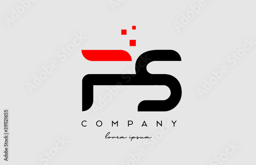 black red FS F S alphabet letter logo icon combination. Design for business and company