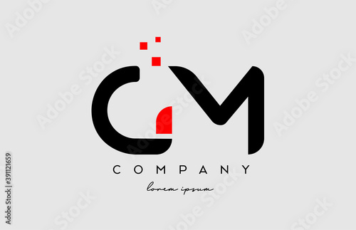 black red GM G M alphabet letter logo icon combination. Design for business and company