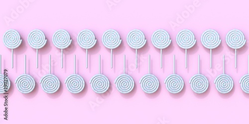 Lollipops arranged in two rows 3D
