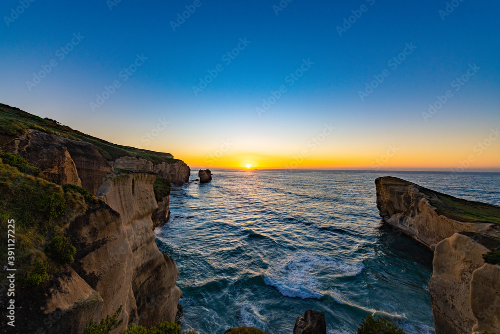 Coast and Ocean at Tunnel Beach in New Zealand