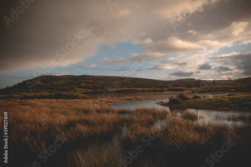
Flooded Lough Allua lake at sunset. southwest ireland. A lake lying on the river Lee which flows into Cork. photo