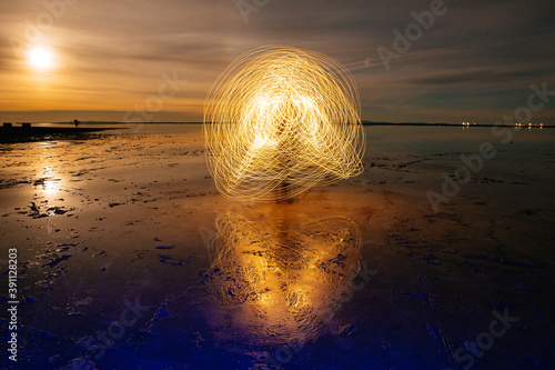 light painting on the salt flats