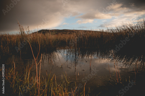 Flooded Lough Allua lake at sunset. southwest ireland. A lake lying on the river Lee which flows into Cork.  © maaramore©	