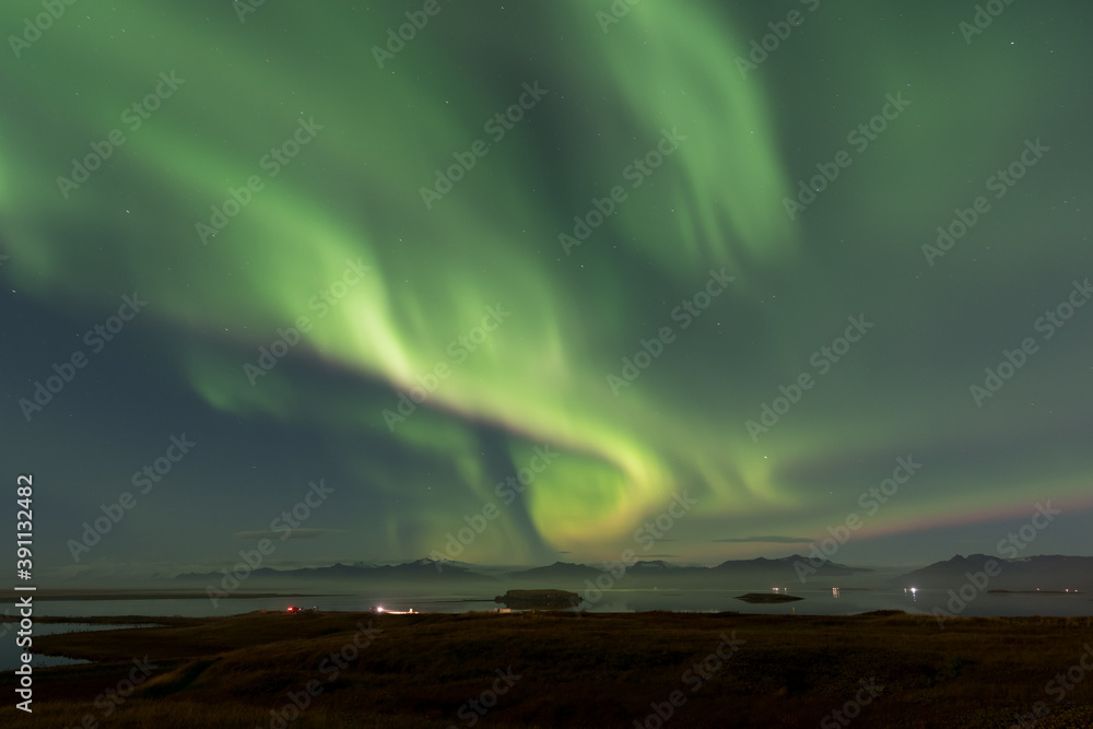 Northern Lights in the sky's above Hornafjordur in south Iceland