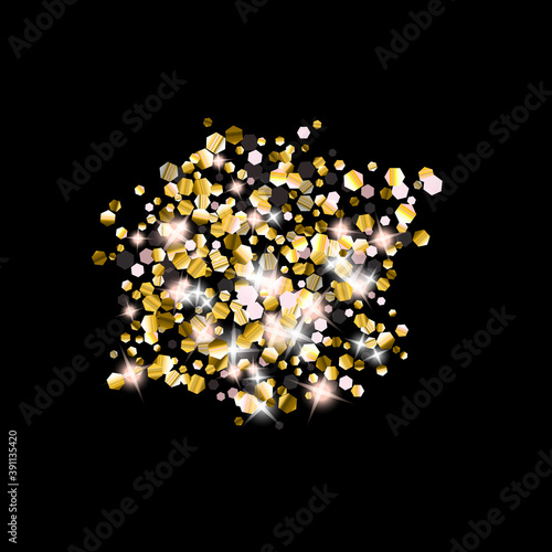 Gold Glitter Stars. Luxury Shiny Confetti. © Сашка Шаргаева