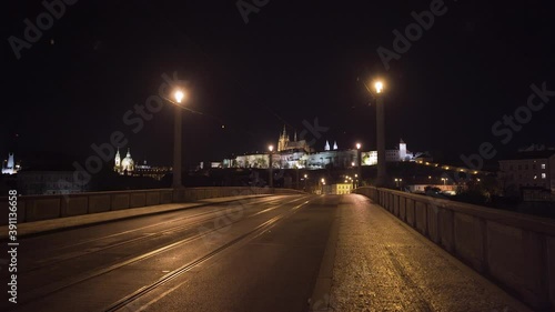 Wallpaper Mural Manes bridge under Prague Castle,Czechia,at night during a Covid-19 lockdown. Torontodigital.ca
