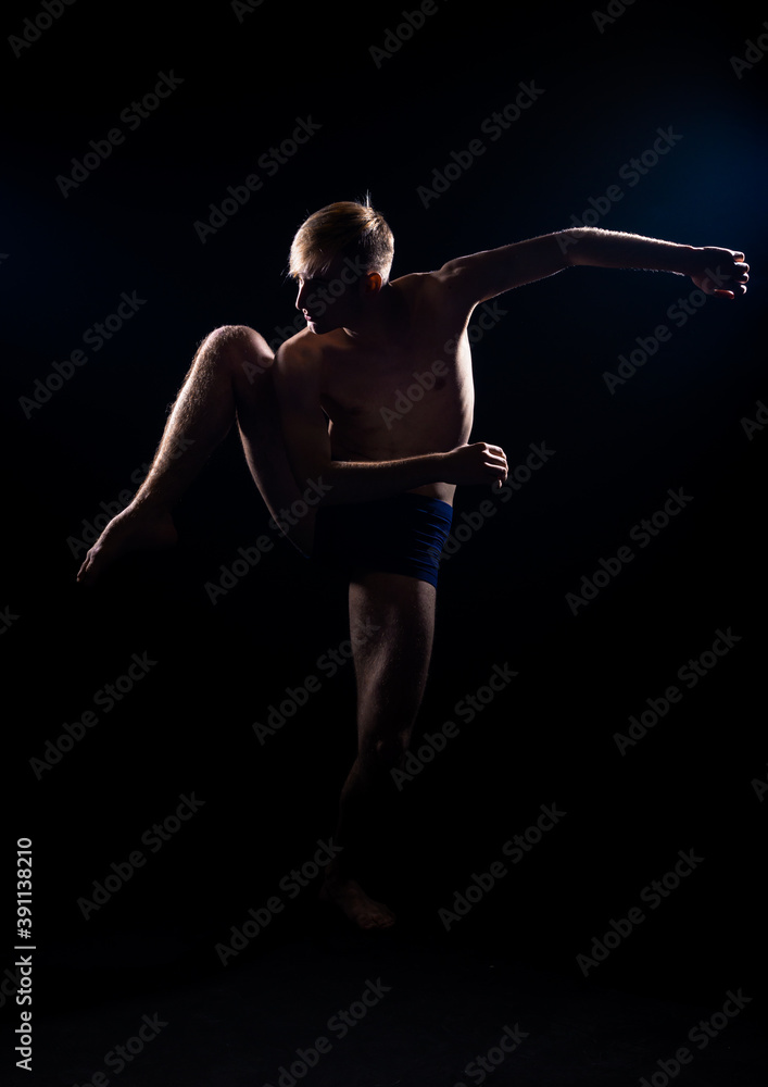 Modern dancer in underwear practicing Modern dancer in underwear practicing