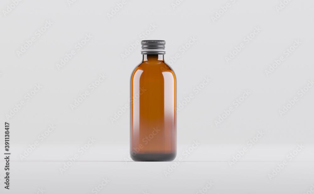 Pharmaceutical Alcohol Bottle Mockup 3D Illustration 