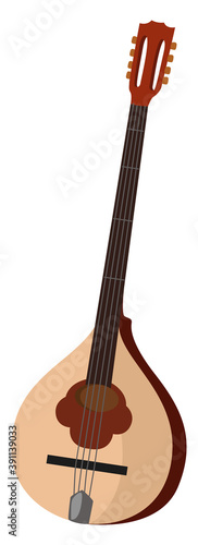 Old bouzouki,illustration,vector on white background