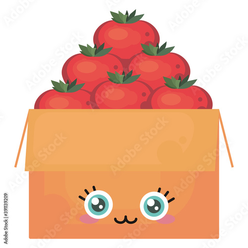 Cute box of tomatos,illustration,vector on white background