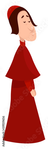 Cardinal in red,illustration,vector on white background