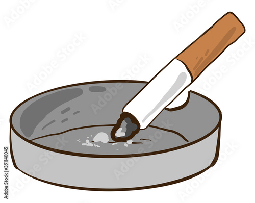 Cigarette in ashtray,illustration,vector on white background