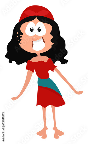 Little gypsy girl,illustration,vector on white background