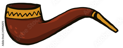 Old long brown pipe ,illustration,vector on white background