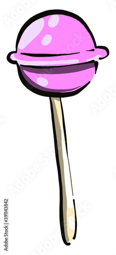 Pink lolipop , illustration, vector on white background
