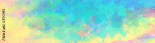 Panel kuchenny z motywem Colorful watercolor background of abstract sunset sky with puffy clouds in bright rainbow of pink green blue yellow and purple