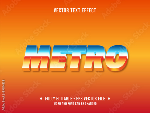 Editable text effect - Metro chrome retro orange color gradient style