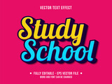 Editable text effect - study school yellow and blue color modern style