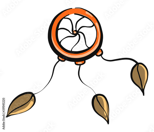 Small dreamcatcher , illustration, vector on white background