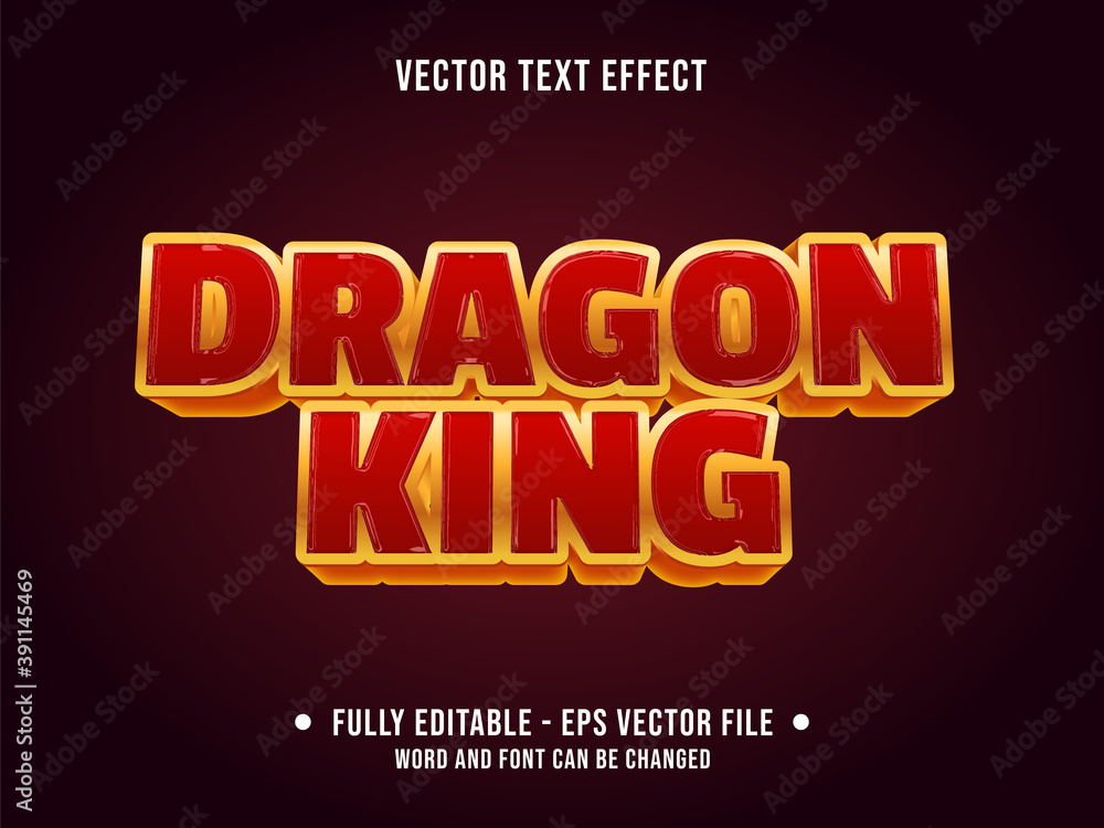 Editable text effect - Dragon king red and gold color modern gradient style Editable text effect - Dragon king red and gold color modern gradient style