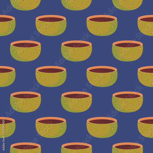 Delicious soup , seamless pattern on a blue background.