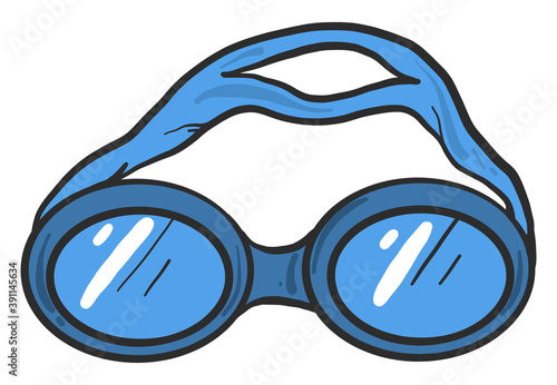 Blue googgles, illustration, vector on white background