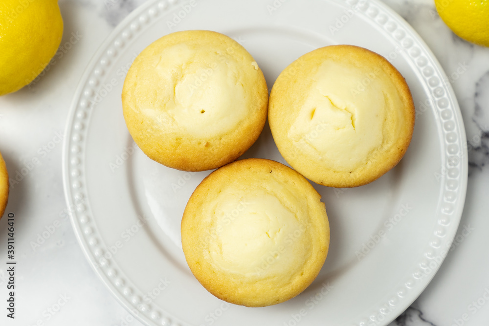Homemade lemon cream cheese filling cupcake ready to serve
