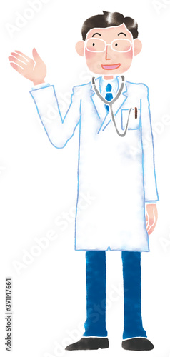 医者　ドクター　男性　説明　紹介　全身　メガネ