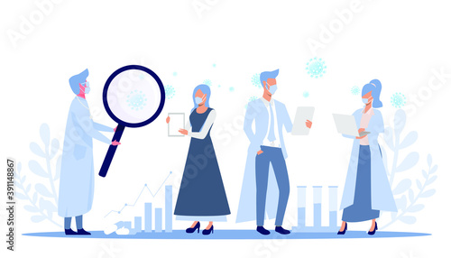 Scientists researching COVID 19.Illustration medical How to prevent covid-19 virus.
