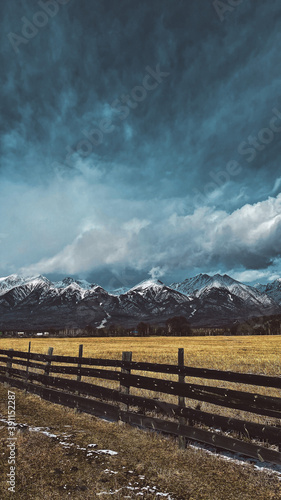 landscape with fence and sky