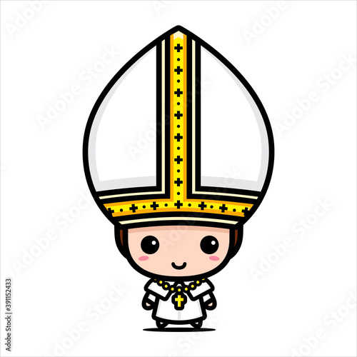 cute pope character vector design