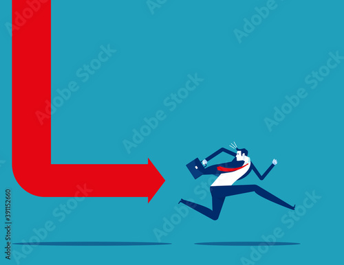 Stress business. chart fall and following business person
